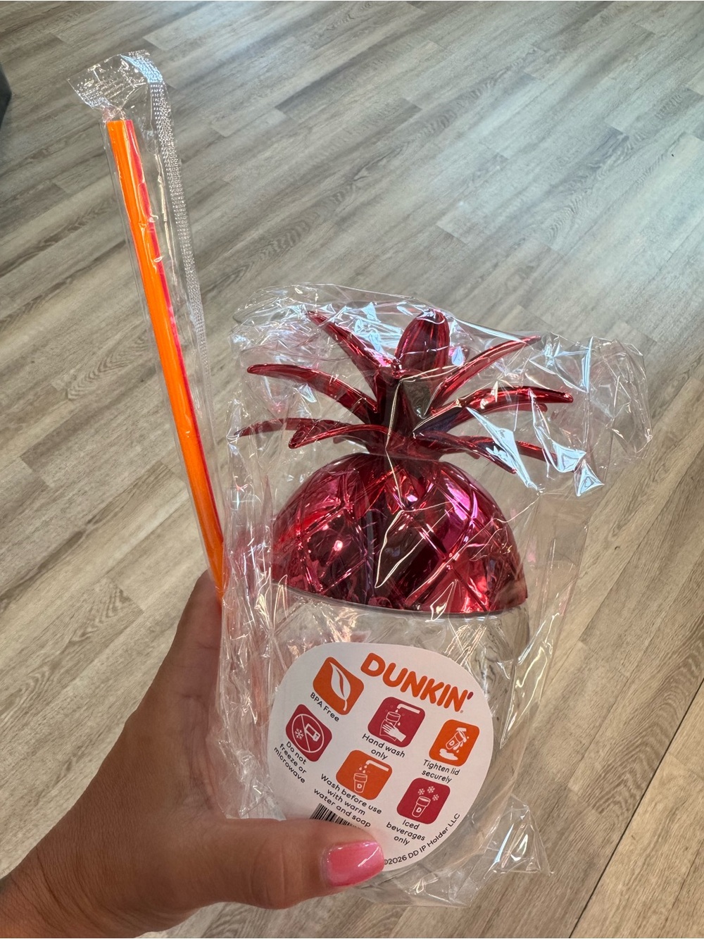 Dunkin limited release summer 2026 Pink Metallic Pineapple Cup with Straw